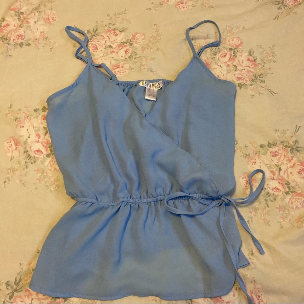 Blue Wrap Top